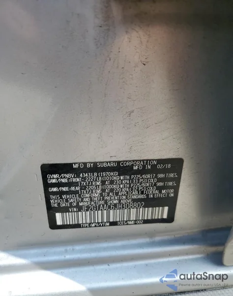 2018 Subaru Crosstrek z USA, uszkodzony, nr VIN JF2GTAAC6JH308802